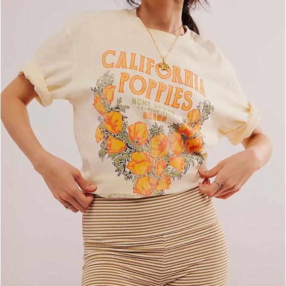 Womens Oversized Vintage Flower Graphic Tees Tops Y2k California Aesthetic Baggy - Picture 2 of 4